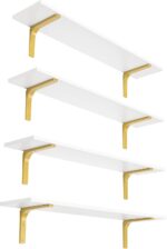 DINZI LVJ Long Wall Shelves, 31.5" Wall Mounted Shelves Set of 4, Large Floating... - Image 2