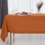 D'Moksha Homes Rust Linen Tablecloth 60 x 108 Inch - 100% Pure Linen Rust Table ... - Image 2