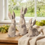 DN DECONATION Easter Decorations Bunny Figurines Set of 3 - Rabbit Statues Farmh... - Image 2