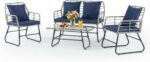DUMOS Outdoor 4 Piece Patio Furniture Set, Wicker Patio Set with Thick Sandwich ... - Image 2