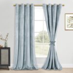 DWCN Velvet Curtains - 96 Inches Long Super Soft Luxury Tieable Window Treatment... - Image 2