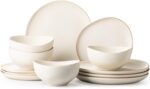 Dafuceramic Stoneware Dinnerware Set for 4, 12 Piece Plates and Bowls Set with G... - Image 2