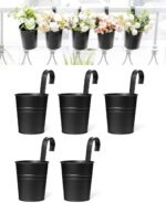 Dahey 5 Pcs Hanging Flower Pots 4 Inches Metal Iron Bucket Outdoor Planter for R... - Image 2