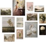 Dazzlewall 12Pcs Vintage French Country Wall Art Pictures, Swan Floral Prints, C... - Image 2