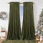Dchola Olive Green Velvet Curtains for Bedroom Window, Super Soft Vintage Luxury... - Image 2