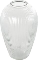 Deco 79 Glass Ribbed Vase, 9" x 9" x 14", Clear - Image 2