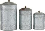 Deco 79 Metal Living Room Decorative Jars Galvanized Ribbed Decorative Container... - Image 2