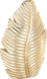 Deco 79 Polystone Leaf Decorative Vase Curved Metallic Centerpiece Vase, Flower ... - Image 2