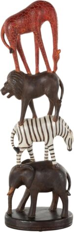 Deco 79 Polystone Safari Animals Decorative Sculpture Stacked Home Decor Statue ... - Image 2