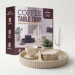 Decorative Coffee Table Ottoman Tray with Coasters | Modern Neutral Home Decor A... - Image 2