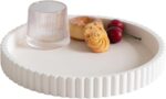 Decorative Tray for Coffee Table, Living Room, Side Table, 11" White Round Concr... - Image 2