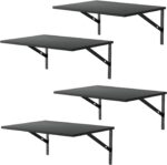 Deep Floating Wall Shelves - 4 Sets of 12 Inch Wide Black Wood Shelves for Bathr... - Image 2