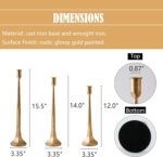 Denique Iron Taper Candle Holder Set of 3, Gold Candlestick Holders Decorative C... - Image 2