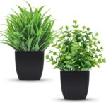 Der Rose 2 Pack Fake Plants Small Artificial Potted Plants Faux Plants Black Bat... - Image 2