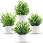 Der Rose 4 Pack Small Fake Plants in Pots, Faux Plants Indoor for Home Office Ba... - Image 2
