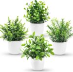 Der Rose Faux Plants Indoor, 4 Pack Small Fake Plants Mini Artificial Plants in ... - Image 2