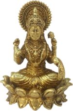 Designer Brass Lakshmi ji Sitting on Kamal for Good Luck Vastu Fengshui Showpiec... - Image 2