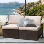 Devoko 2 Pieces Patio Furniture Sets,Wicker Outdoor Sofa with Thick Cushion and ... - Image 2