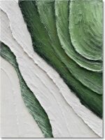 Diathou Art Hand-painted green and white textured oil paintings Modern abstract ... - Image 2
