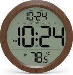Digital Wall Clock with Date, Indoor Temperature, Auto-DST, Battery-Operated Dig... - Image 2