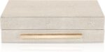 Dimeho Ivory Shagreen Decorative Box Faux Leather Keepsake Case Memory Storage B... - Image 2