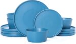Dinnerware Sets for 4 - CJDC-QUELO 12-Piece Stoneware Plates and Bowls Sets, Cer... - Image 2