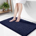 Disolla Navy Blue Bathroom Rug 24x44 Inch - Thick Chenille Bath Mat, Large Shagg... - Image 2