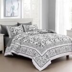 Dobuyly Floral Queen Comforter Set, 7 Piece Bed in a Bag Queen Size Grey Flowers... - Image 2