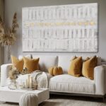 Dolidoteart White Gold Gray Canvas Wall Art, Neutral Abstract Wall Art Print wit... - Image 2