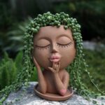 Dolkgy Face Flower Pots Head Planter, Cute Resin Planters for Indoor Outdoor Pla... - Image 2