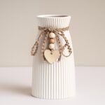 DomeStar White Ceramic Vase, 6.3" Tall Small Flower Vase for Pampas Grass, Home,... - Image 2