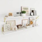 Dreamland White and Gold Shelf, 48W x 8D Wall Mounted Shelves Set of 2, Wide Dis... - Image 2