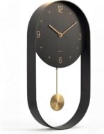 Driini Modern Pendulum Wall Clock - Black and Gold Decorative Wall Clock with Pe... - Image 2