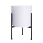 D'vine Dev Modern White Plants Pot Cylinder Planter with Heavy Duty Stand, Small... - Image 2
