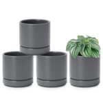 D'vine Dev Set of 4 Small Ceramic Plant Pots, 4.7 Inch Succulent Planter Pot for... - Image 2