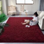 DweIke Fluffy Burgundy Red Rugs for Bedroom Living Room, 6x9 Large Soft Plush Sh... - Image 2