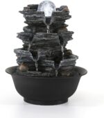 Dyna-Living Tabletop Water Fountain Indoor Waterfalls Fountains with White LED L... - Image 2