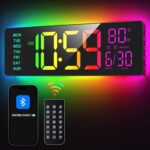 EASYERA 16.5" Large Digital Wall Clock with BT Sync, RGB Lights with 11 Scenes M... - Image 2