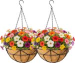 EIMQUVW 2 Pack Hanging Planters with Coconut Liner Metal Outdoor Hanging Baskets... - Image 2