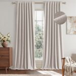 EMEMA Ivory White Linen Blackout Curtains 84 inch Length 2 Panels for Bedroom Li... - Image 2
