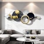 ERMOFAV Modern Abstract Metal Wall Art, Gold Black and White Geometric Décor Art... - Image 2