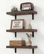 Easy Install Floating Shelves, 15.7 Inch Wall Mounted Wood Shelf,Hanging Shelf f... - Image 2