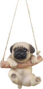 Ebros Gift Adorable Lifelike Teacup Pug Puppy Dog Macrame Branch Hanger 5.5" Tal... - Image 2