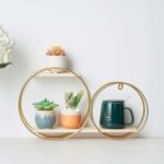 Efavormart 18 inch Gold Geometric Floating Wall Shelf, 2-Tier Double Hoop Decora... - Image 2
