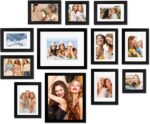 Egofine 12 Pack Black Gallery Wall Frame Set Solid Wood Picture Frame Collage Wa... - Image 2