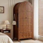 Einhomn Armoire Wardrobe Closet with Drawer & 2 Arched Doors, 70.3'' Tall Wood C... - Image 2