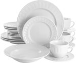 Elama Charlotte 20 Piece Porcelain Dinnerware Set in White - Image 2