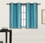Elegant Home 2 Panels Tiers Grommets Small Window Treatment Curtain Faux Silk In... - Image 2