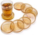Elsjoy 8 Pack 4 Inch Glass Coasters for Drinks, Amber Tone Modern Clear Coaster ... - Image 2