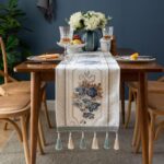 Embroidery Luxury Table Runner, Long White Dining Table Runner, Elegant Jacquard... - Image 2
